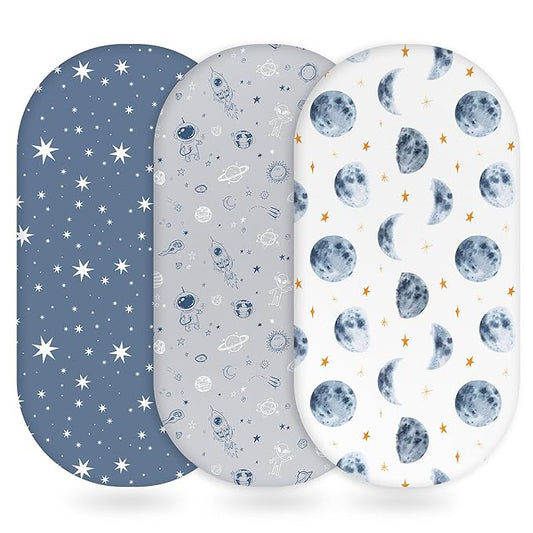 Baby Bassinet Sheets Girl Boy, Fitted Bassinet Sheet Set 3 Pack Bassinet by Unnivoll
