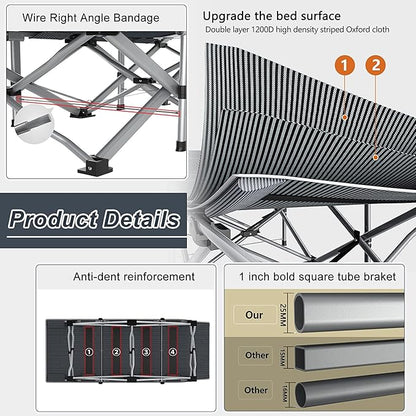 ABORON Camping Cot for Adult 28" Extra Wide, 2PK Heavy-Duty 1200D Oxford Cot - Image 7
