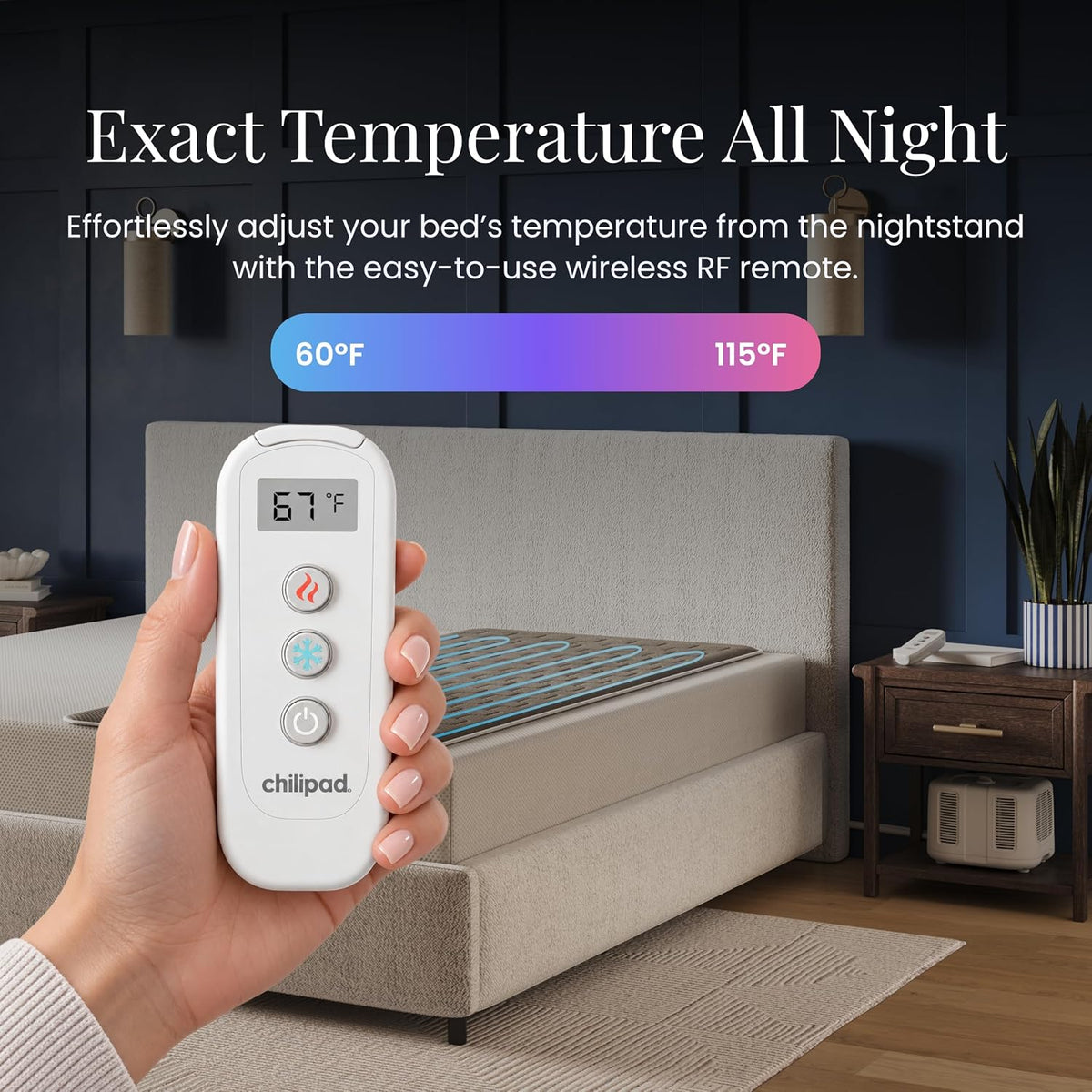 chilipad cube bed cooling system - cooling & showing dimensions