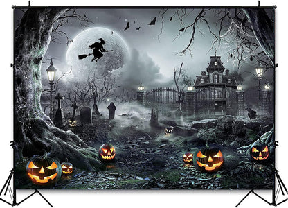 Avezano 10x7ft Gray Halloween Backdrop Spooky Photography Background