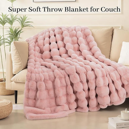 NEXHOME PRO Faux Fur Throw Blanket Pink, Luxury Soft Decorative Cozy Plush Long - Image 8