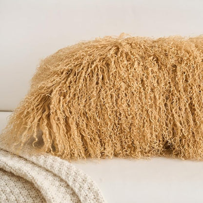 Genuine Mongolian Lamb Fur Pillow Cover – 12"x20" Rectangular Cushion Case – - Image 7