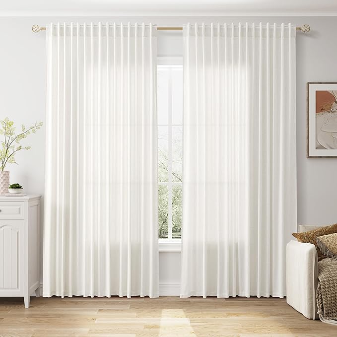 Nanspring Extra Wide 100x108 Inch Linen Curtains - Image 6
