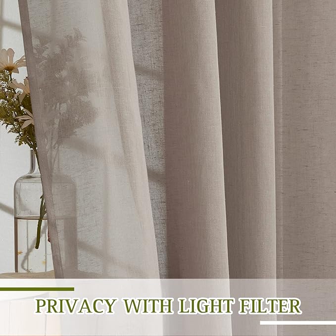 NICETOWN Sheer Linen Curtains 108" Long - Image 3