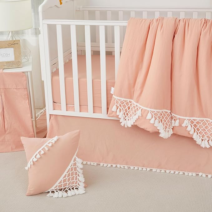 Brandream Boho Bohemian Girl Baby Nursery Crib Bed Skirt 100% Cotton Pleated - Image 3