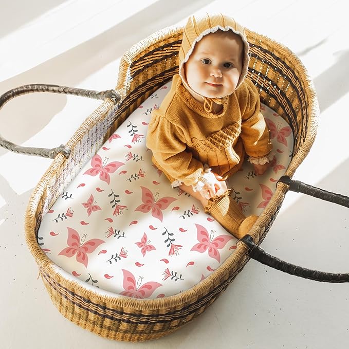 Yoofoss Bassinet Sheets for Baby, Baby Delight, Angelbliss, Soft Breathable - Image 2