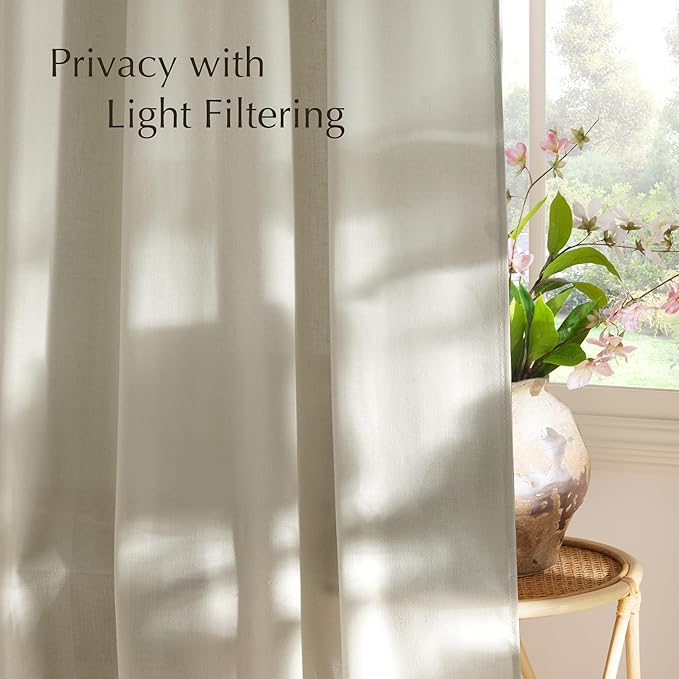 NICETOWN Bone White Linen Curtains - Image 5
