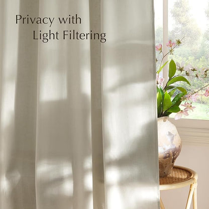 NICETOWN Bone White Linen Curtains - Image 5