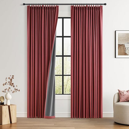Pinch Pleat Linen 100% Blackout Curtains 90 Inches Long by Joywell