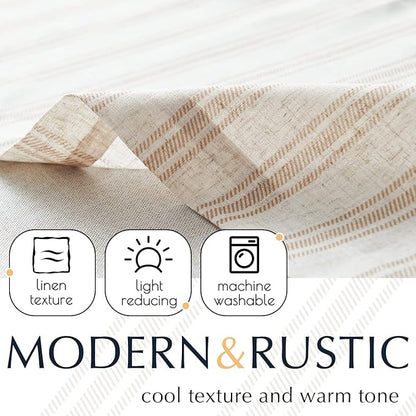 jinchan Striped Linen Valance Curtain Blackout Double Layer Valance - Image 5