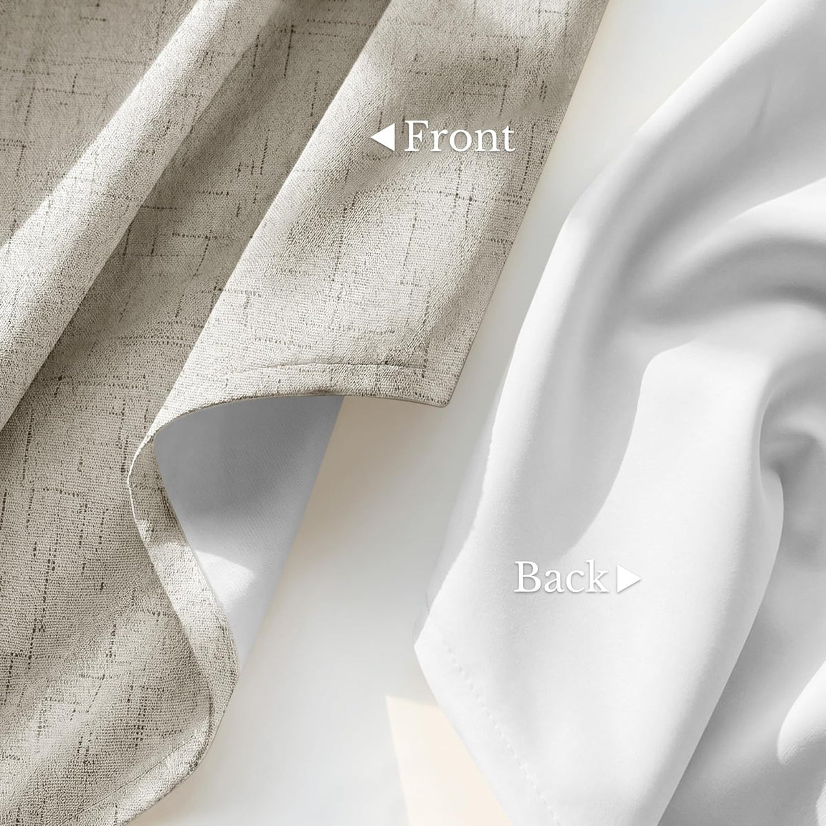 nicetown beige linen blackout curtains 84 inches long, side view