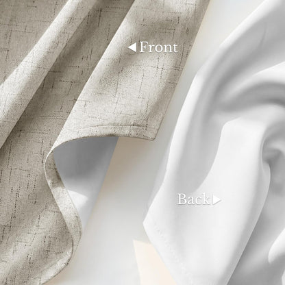 nicetown beige linen blackout curtains 84 inches long, side view