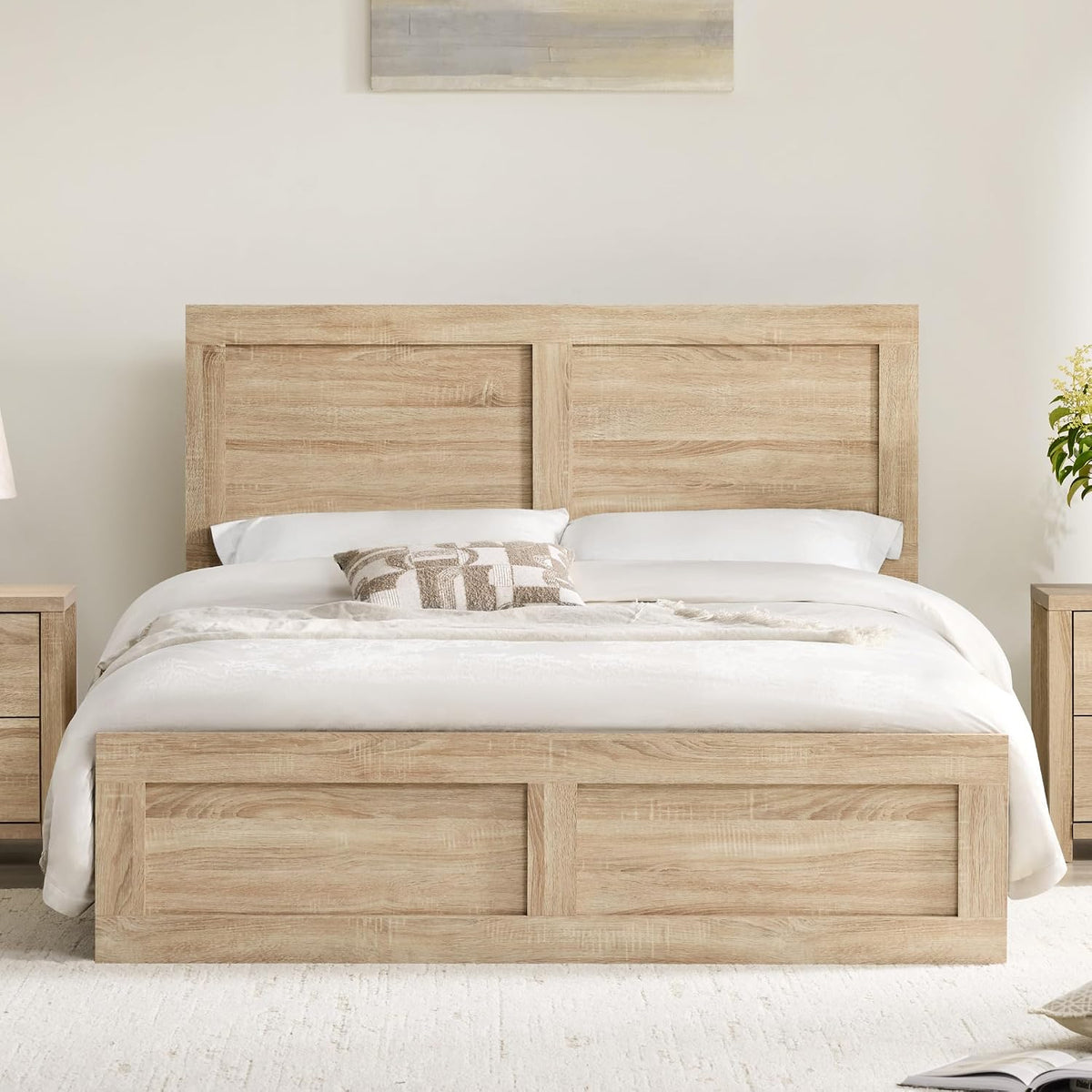 kislot wood bed frame with headboard and footboard, main product view