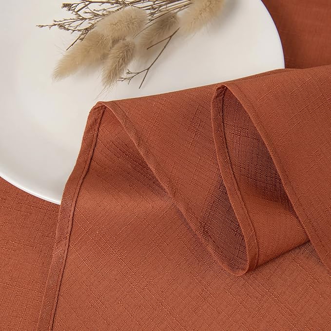 maxmill Round Slubby Textured Tablecloth Spill-Proof Wrinkle Free Soft Jacquard - Image 8