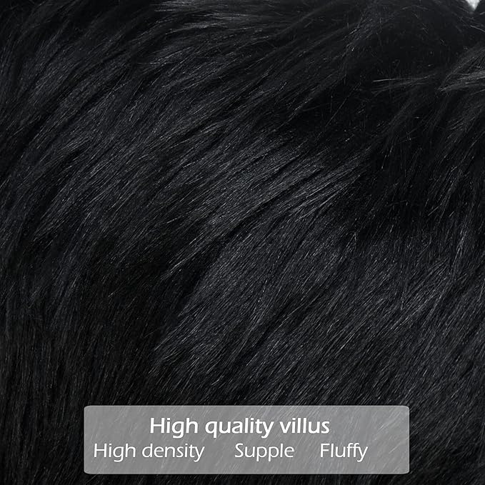 LIGICKY Set of 2 Decorative Black Fluffy Throw Pillow Cover Faux Fur Shams - Image 4