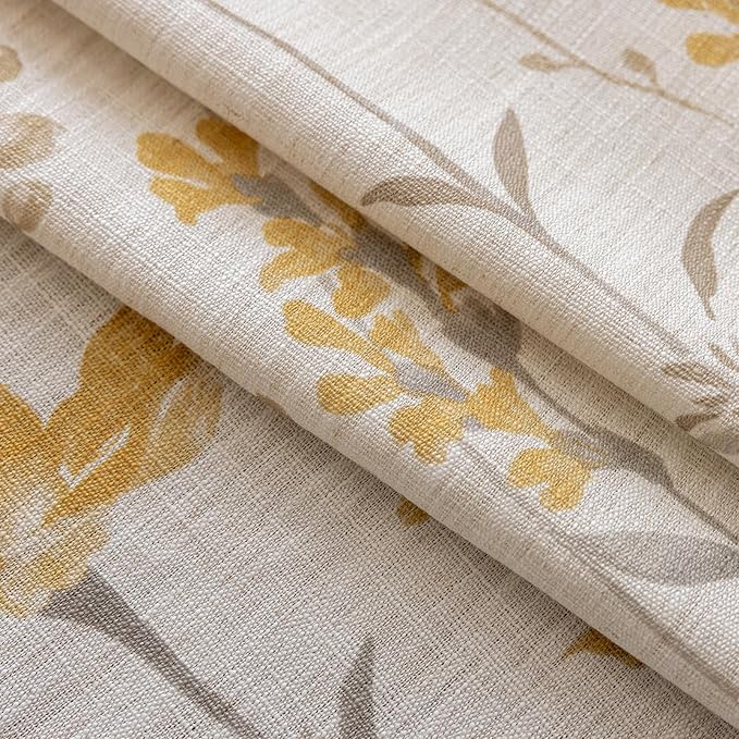 ENJOYBRIDAL Yellow Floral 96 Inch Curtains 2 Panel Set Living Room Long Drapes - Image 5