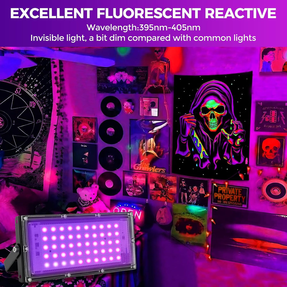50W LED Black Lights for Glow Party, IP65 Waterproof UV Blacklight Floodlight...