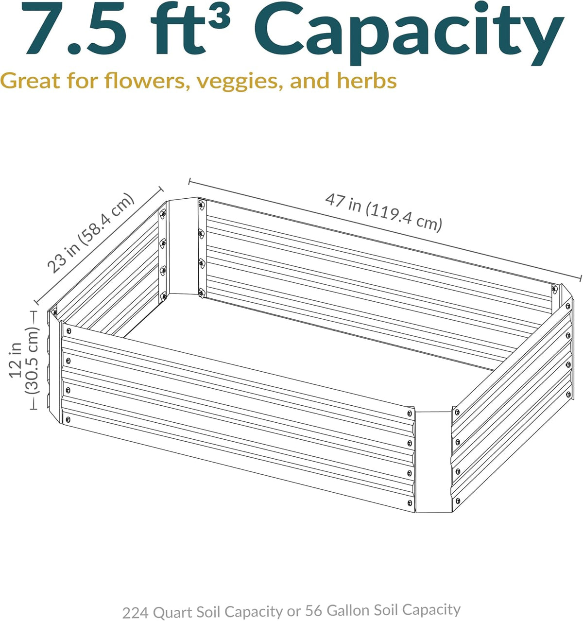 sunnydaze rectangle galvanized raised garden bed for vegetables, package contents