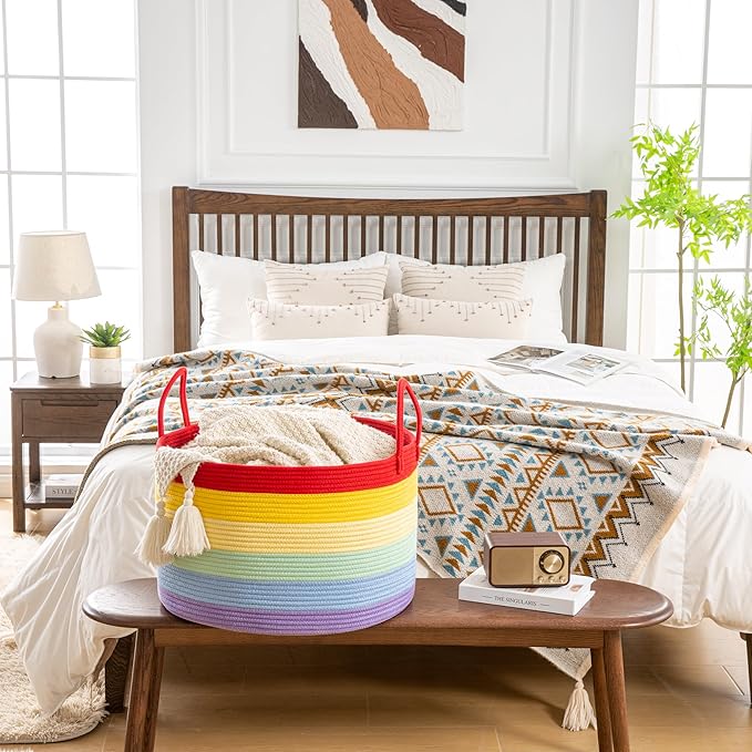 KAKAMAY Large Blanket Basket, Woven Baskets - Image 8