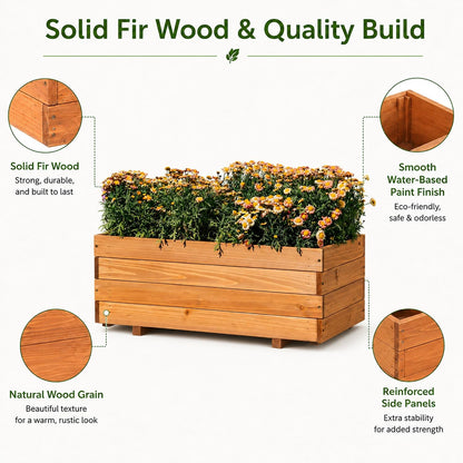 raised garden beds outdoor, rectangular planter for garden, side view