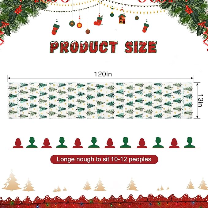 OTOSTAR Golden Snowflake Christmas Tree Merry Christmas Table Runner, Xmas - Image 5