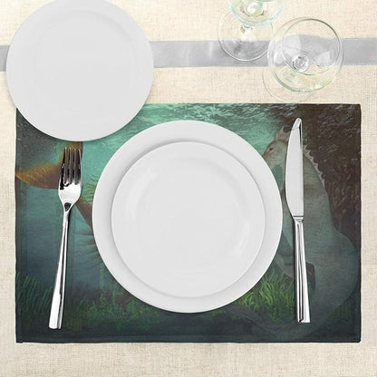 Ambesonne Mermaid Place Mats Set of 4, Mermaid Meets Seahorse Underwater World - Image 3