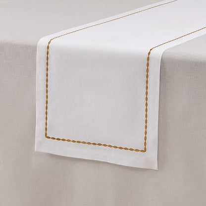 Home Ekaa Cotton Linen Table Runner 90 Inches Long – Motif Embroidery White - Image 4