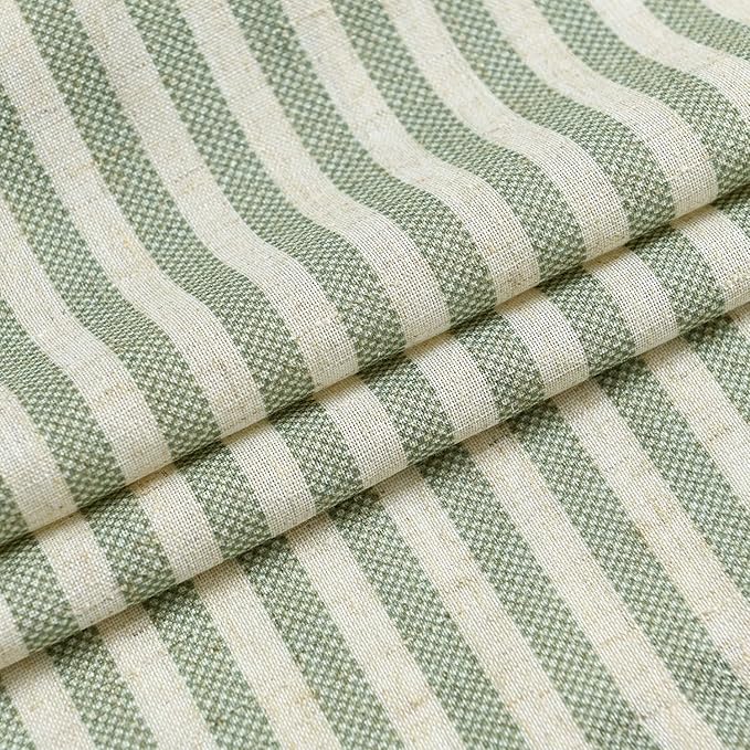 Vangao Stripe Farmhouse Kitchen Curtains 24 Inch Length Linen Cafe Curtains - Image 4