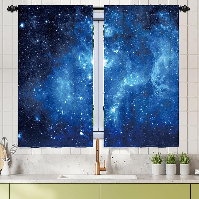 Renaiss 26 x 45 Inch Galaxy Short Cafe Tier Curtains Small Window Treatment by Renaiss