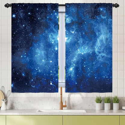 Renaiss 26 x 45 Inch Galaxy Short Cafe Tier Curtains Small Window Treatment by Renaiss