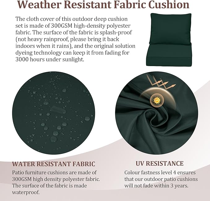 Waterproof Outdoor Chair Cushion Set of 4, Outdoor Cushions - Image 4