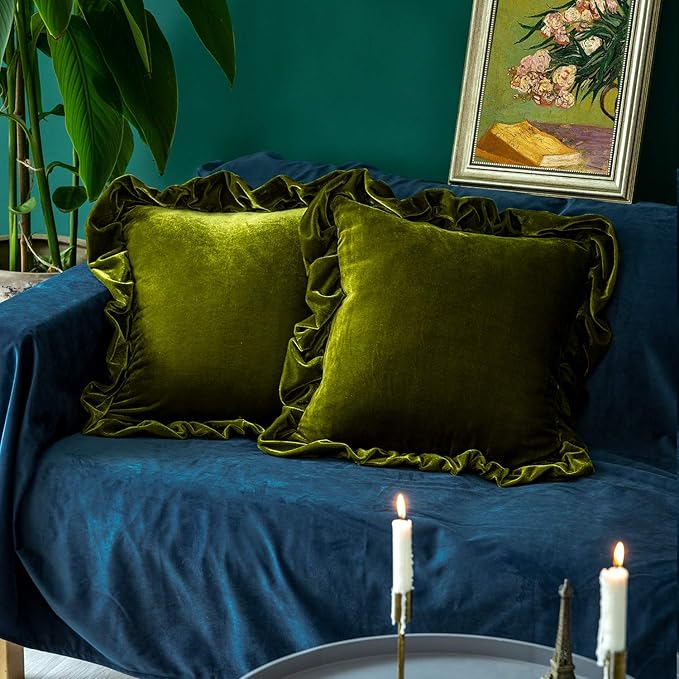 Velvet Throw Pillow Cover Soft Decorative Luxurious Solid Square Cushion Case by GLORYSEASON