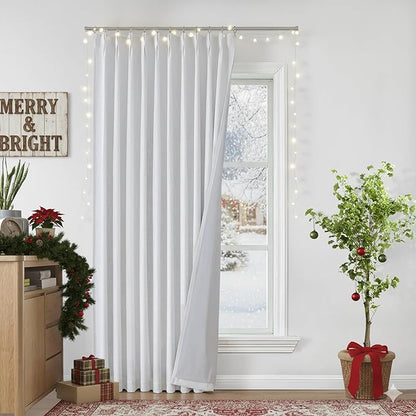 Vision Home White Pinch Pleated Full Blackout Curtains 60 inch Wide Thermal by VisionHome