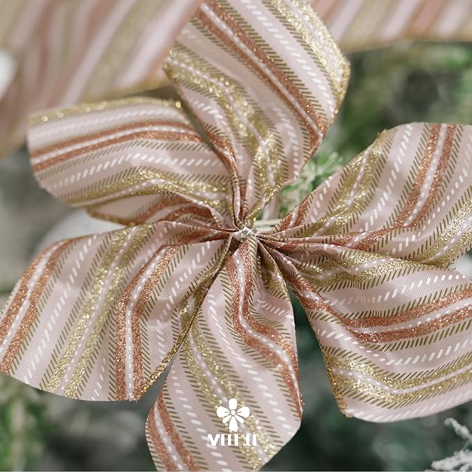 MEEDEE Pink Diagonal Striped Ribbon 2.5 Inch Blue Satin - Image 6