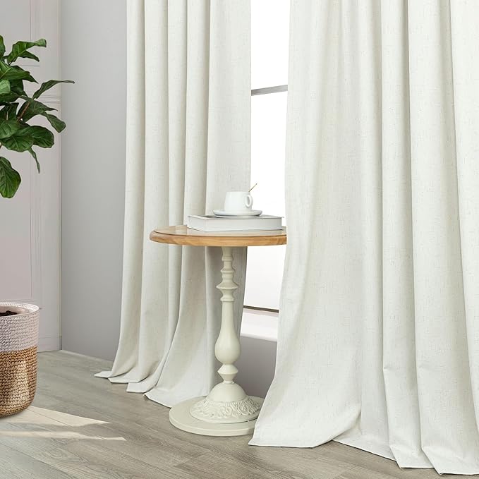 Pitalk Short Linen Textured Blackout Curtains - Image 7