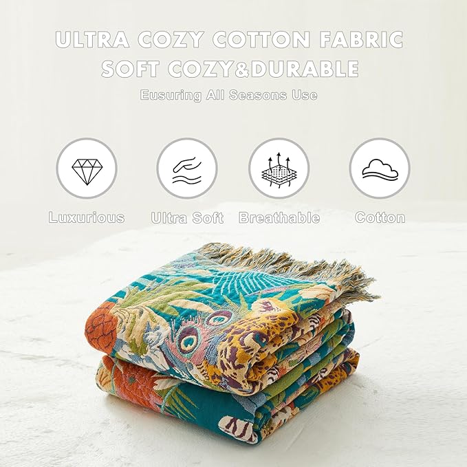 MSGKV Throw Blanket for Couch Cotton Leopard Animals Blanket 50"x60" Sofa Chair - Image 6