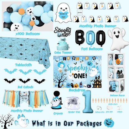 Halloween 1st Birthday Party Decorations,Spooky One Birthday Supplies Decor