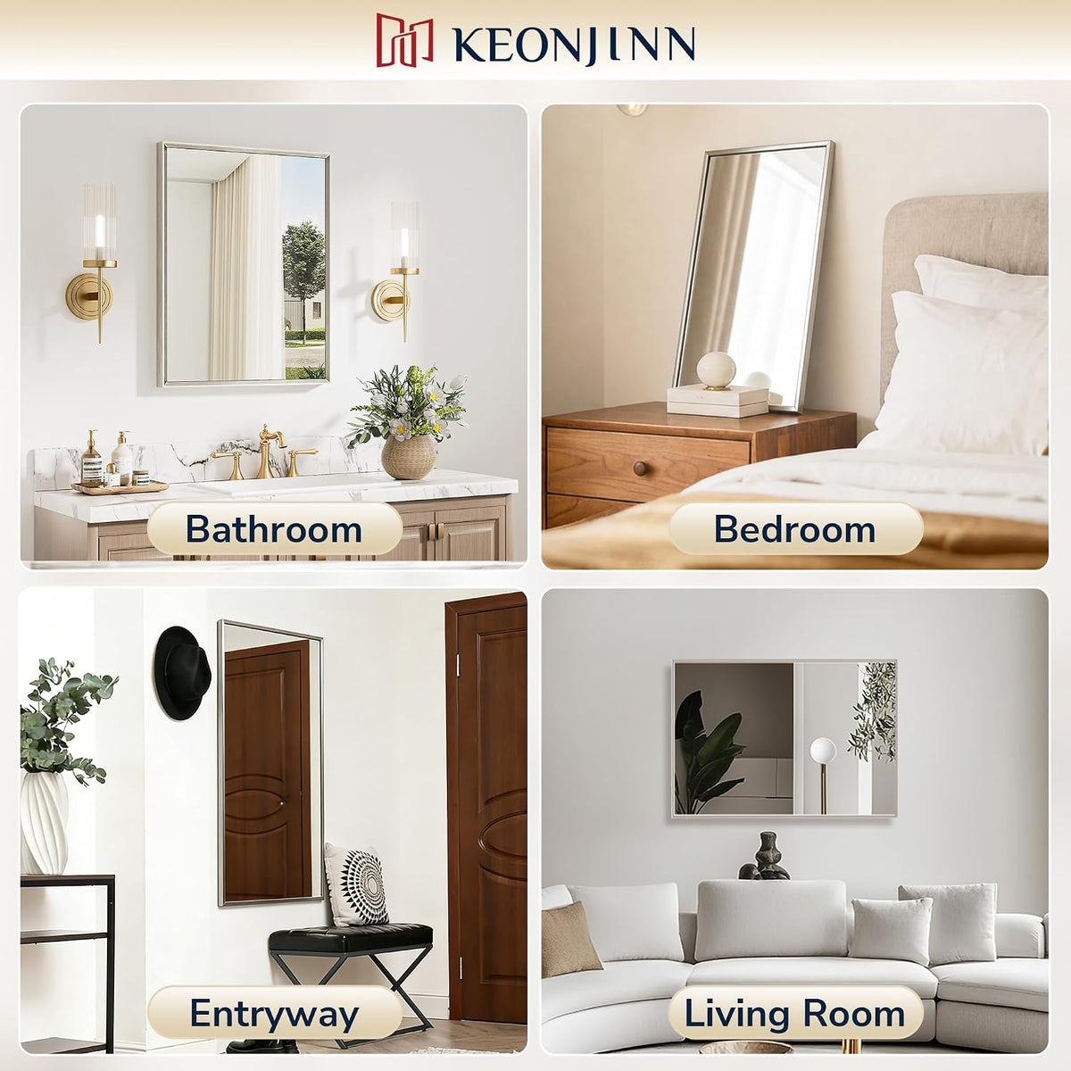 keonjinn 22 x 30 inch brushed nickel bathroom, package contents