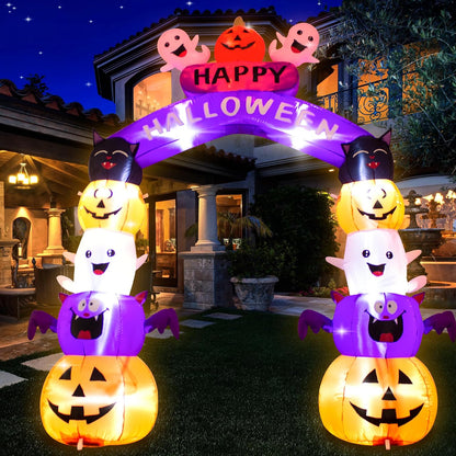 8FT Halloween Stacked Pumpkin Arch Inflatable Decoration