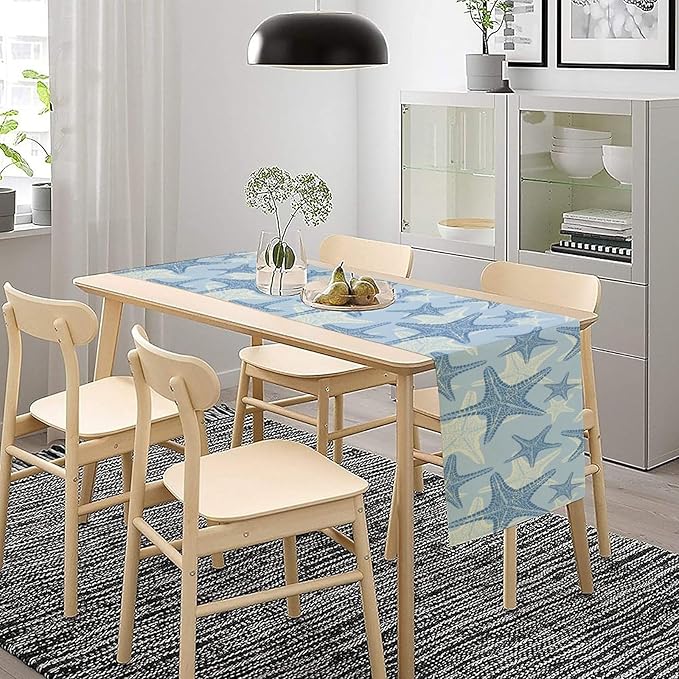 Coastal Starfish Kitchen Table Runner Nautical Beach Seaside Ocean Blue Gray - Image 8
