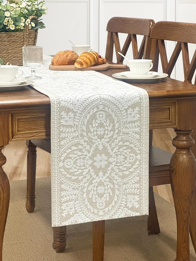 KEVA Boho Table Runner 72inches Long, Farmhouse Linen Table Runner, Rustic - Image 7