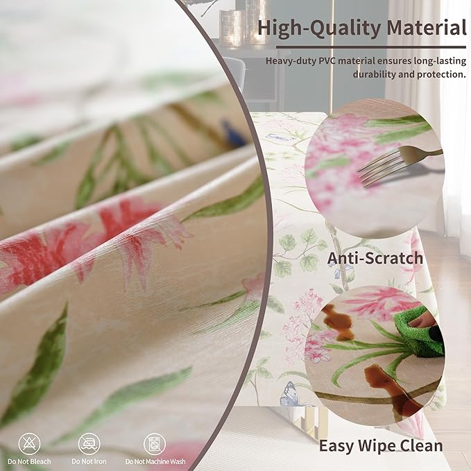Rectangle Table Cloth, 100% Waterproof Tablecloth Oil Proof Spill Proof Vinyl - Image 4