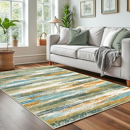 Modern Abstract 4x6 Living Room Washable Rug Non-Slip Soft Bedroom Area Rug by lansny