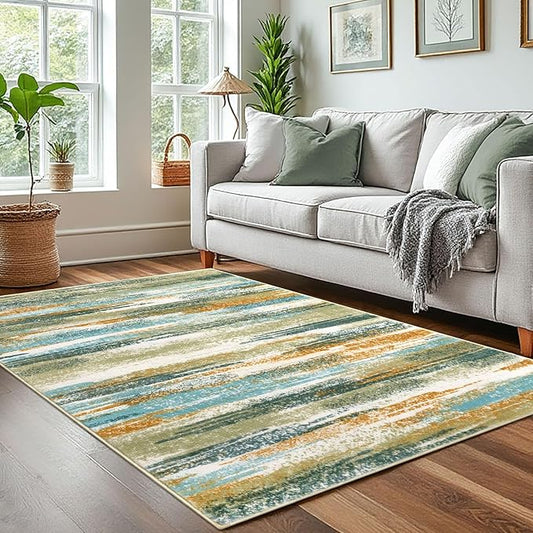 Modern Abstract 4x6 Living Room Washable Rug Non-Slip Soft Bedroom Area Rug by lansny