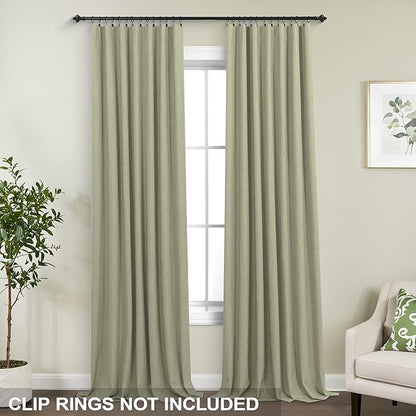 KOUFALL Sage Green Curtains 108 Inches Long - Image 4