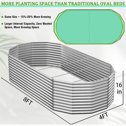 raised garden bed outdoor upgrade oval 2 pack shown in use