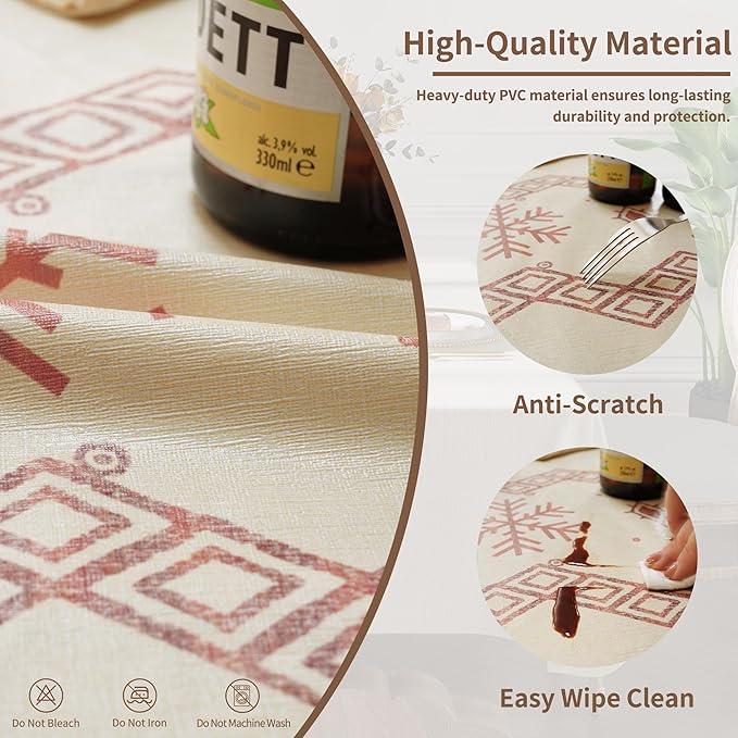 Rectangle Table Cloth, 100% Waterproof Tablecloth Oil Proof Spill Proof Vinyl - Image 3