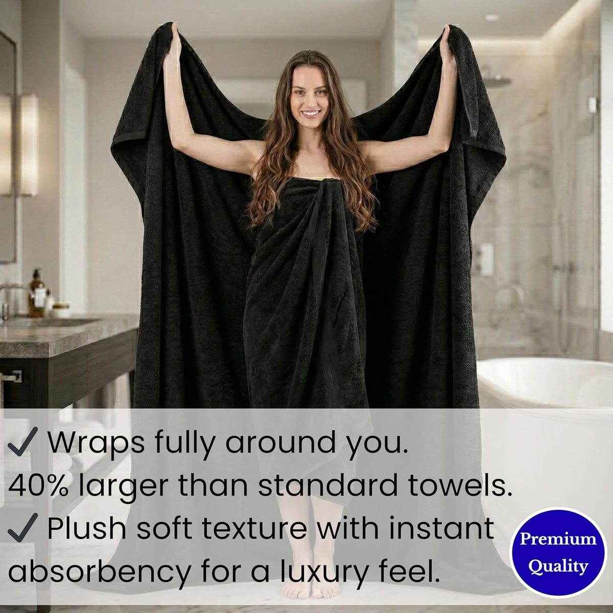 salbakos luxury 100% turkish cotton bath sheet 40x80, front angle view