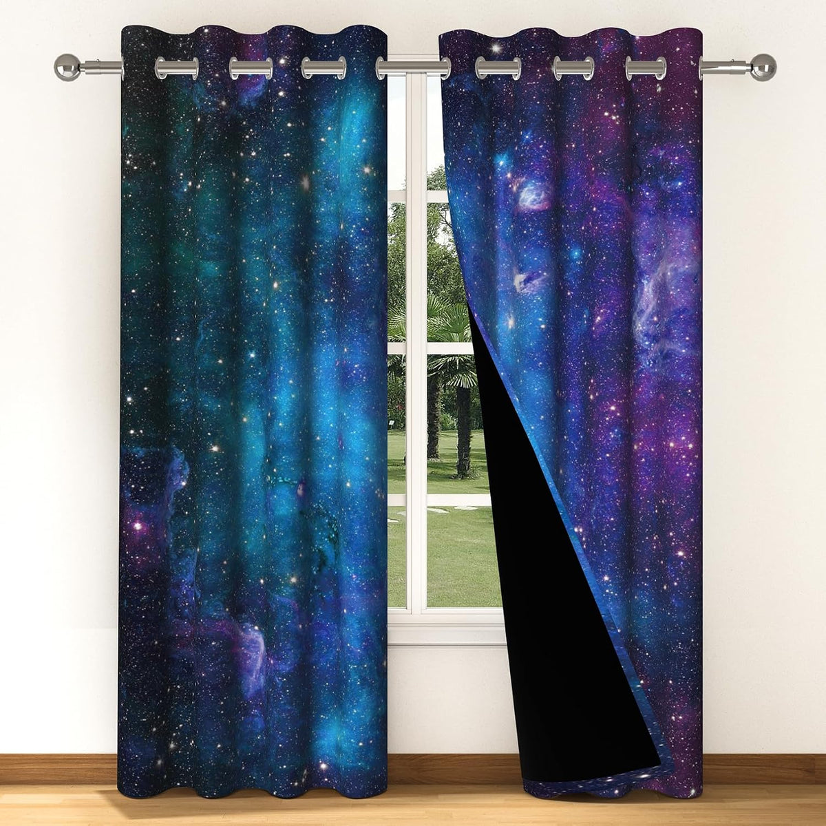 galaxy outer space blackout curtains for bedroom boys, main product view