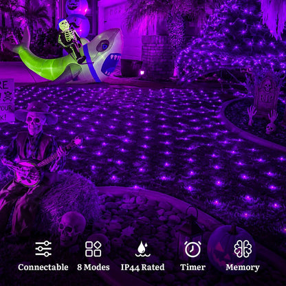 Purple Halloween Net Lights Outdoor Mesh Lights 12 * 5ft